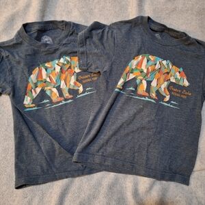 Two Kids Graphic Bear T-Shirt Blue Crater Lake XS
